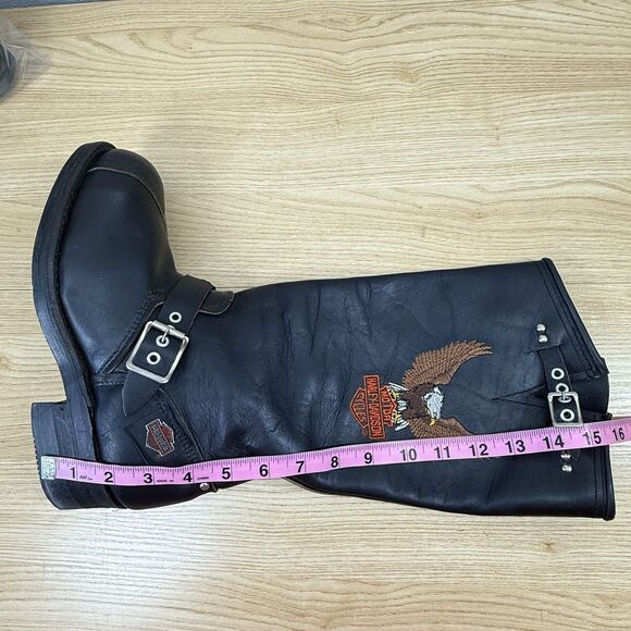 Vintage Harley Davidson Riding Boots Mens Size 7 Leather Harness Eagle Steel Toe - Picture 12 of 14